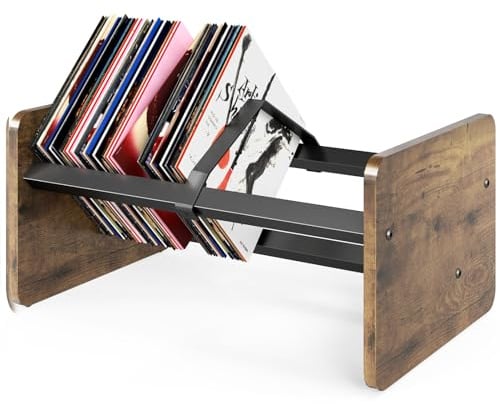 Espositore per Dischi in Vinile, Portadischi per 80-100 Dischi Vinile, Supporto per Dischi & Rack per CD & Mostre per Album, Supporto per riposizionamento di dischi vinile con Divisore Regolabile