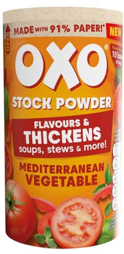 OXO Mediterranean Vegetable Stock Powder, 100 g | Rich Tomato, Garlic & Onion Flavour, Vegan Friendly, Quick Prep, Aromatic Blend