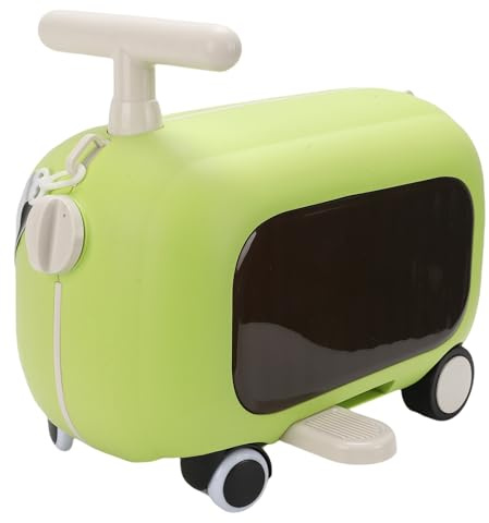 Fockety Kinderkoffer zum Fahren, 13,5-Zoll-Roller-Gepäckstück mit um 90° klappbaren Pedalen und Rädern, zum Ziehen oder Aufhängen, Handgepäck, trägt bis zu 55 lbs (Green)