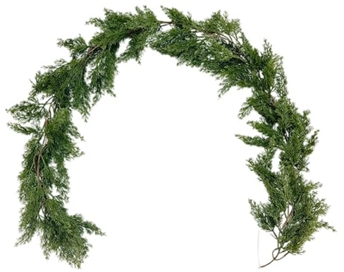 Decoración de feria comercial 2026, guirnalda de Navidad con aguja de polietileno, bastón de ratán, vegetación, feria comercial, vid de polietileno, longitud de bastón real, 78.7 pulgadas (verde, 200