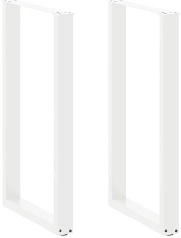 INLIFE Pieds de Table de Bar en U, 2 pièces, Blanc, 60 x (100-101) cm, Acier
