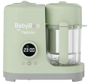 BabyBoo Babynahrungszubereiter 7-in-1, Dampfgarer & Mixer für Babykost, 300W, Sterilisieren, Erwärmen & Auftauen, Edelstahlkorb, Tritan-Behälter, Digitaldisplay, Babykost Maker