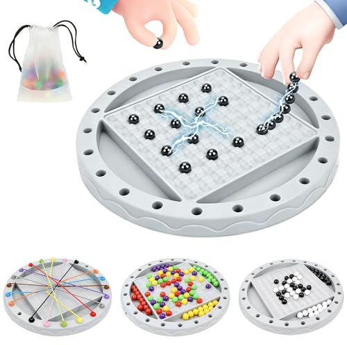 ZHITENG 4 in 1 Brettspiele, 5 in Reihe Spiel, Rope Untangling Puzzle Game | Regenbogenperlenbeseitigung, Strategie Brettspiele Set, Magnetspiel Erwachsene, Go Spiel, für Familiennacht, Camping