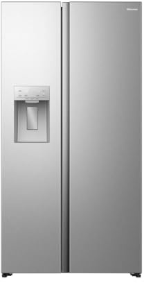 Hisense RS5P528STIC Side-by-Side mit Eis-, Crushed-und Wasserspender/ 528L/ Wassertank/ConnectLife/SuperCool/Big Box/Flat Duct/XXL Türfach/BxHxT: 91,1×178,6×61,5cm/ Edelstahl [Energieklasse C]