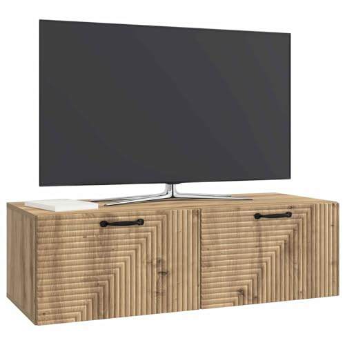 vidaXL Wandmontierter TV-Schrank Artisan-Eiche 98 x 41 x 30 cm, Wohnzimmer, moderner rechteckiger Stauraum, wandmontierte Medienkonsole, platzsparendes Möbel für Dein Zuhause