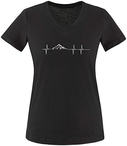 EZYshirt® Skifahren | Berg Frequenz | Snowboard Freestyle Winter Damen V-Neck T-Shirt