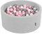KiddyMoon Piscine À Balles pour Bébé Rond 90X40cm/300 Balles 7Cm Fosses À Boules Jouet Enfant, Gris Clair:Blanc/Gris/Rose Poudré