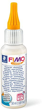 Staedtler 8050-00 Gel Líquido Fimo, Gel de Curado para Horno, Consistencia Fluida, en Botella de Plástico de 50 ml, Color Translúcido