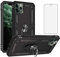 Phone Case for iPhone 11 Pro 2019 5.8 inch with Tempered Glass Screen Protector Cover and Magnetic Stand Ring Holder Shockproof Heavy Duty Accessories iPhone11pro iPhone11 11s 11p 11pro XI Black
