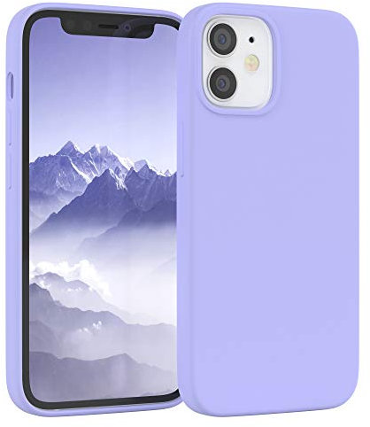 EAZY CASE Premium Silikon Handyhülle kompatibel mit iPhone 12 Mini, Slimcover mit Kameraschutz und Innenfutter, Silikonhülle, Schutzhülle, Bumper, Handy Case, Hülle, Softcase, Lila Blau