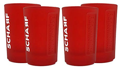 Mixcompany.de Bar & Glas Jägermeister Gläser Set rot - 4 Shotgläser 2cl geeicht