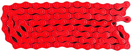 SNAWEN Bunte Fahrradkette 1-Gang 96L 1 / 2X1 / 8-Zoll-MTB-Rennrad-Ketten Mit Fester Gangschaltung Single Speed Multiple Colors Chain,Rot