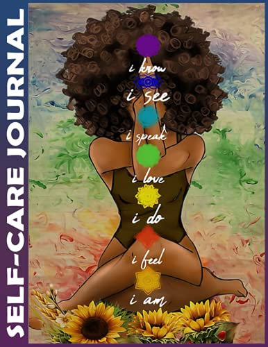 Self Care Journal: Yoga African American Wall Art 110 Pages Best Life Planner for Wellness, Achieving Goals, Health, Happiness - Productivity, Gratitude, Meals, Fitness - Undated Quotes on Per Page