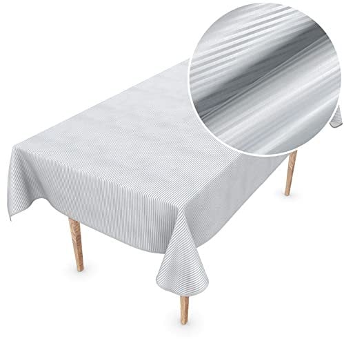 Premium Wachstuchtischdecke Tischdecke Vinyl Wachstischdecke abwaschbar 110x150cm Streifen Silber edel abwischbar