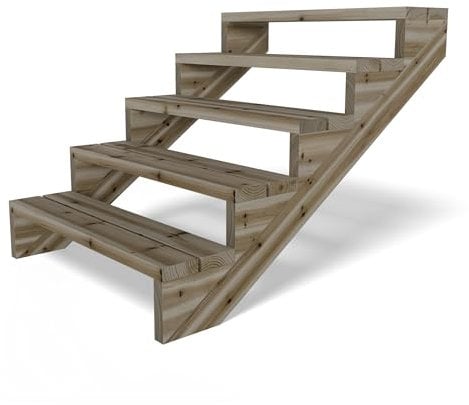 Gartenwelt Riegelsberger Scala per terrazze, larghezza 95 cm, scala con 5 gradini, altezza piano 89 cm, legno massello di pino impregnato in autoclave, set completo di guance, assi e viti