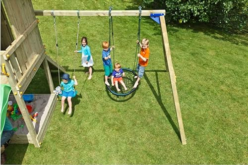 Gartenwelt Riegelsberger Premium Schaukelanbau Swing aus naturbelassenem Lärchenholz B270 x T280 x H238 cm mit Bodenanker für Spieltrürme