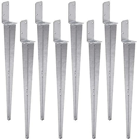 TRIBECCO 8x Universeller Pfostenträger zum Einschlagen L, Pfostenträger Feuerverzinkt Einschlaghülse Pfostenträger Bodenhülse Einschlagbodenhülse Pfosten Anker Stahl Silber (8, 50x600)