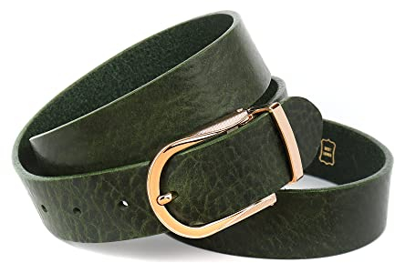 Anthoni Crown Damen Ledergürtel Gürtel, Grün, 80