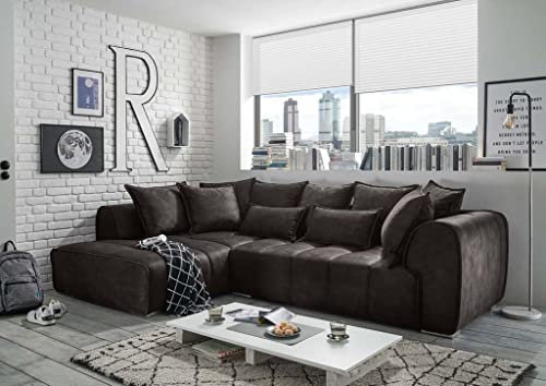 Froschkönig24 Adamo Ecksofa 320 x 197 cm Polstergarnitur Couch Sofa Espresso