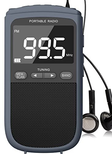 AM FM Walkman Radio : 900 mAh Transistor portable rechargeable Radio de poche avec la meilleure réception syntonisation numérique, affichage LCD, prise stéréo pour écouteurs, minuterie de sommeil
