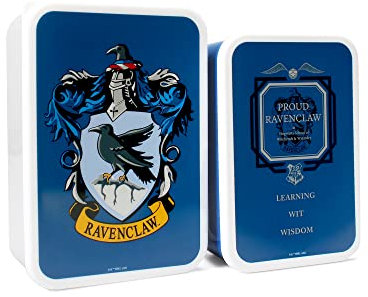 Harry Potter Juego de 2 fiambreras Ravenclaw, recipientes reutilizables para alimentos, recipientes pequeños para almuerzo, plástico sin BPA