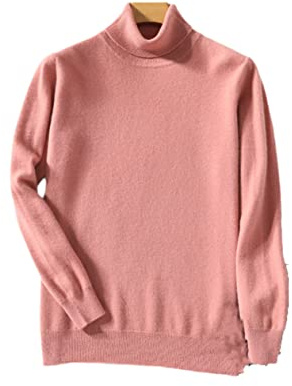 Hamthuit Pull à col roulé en cachemire pour homme - Automne et hiver - En tricot - Col haut, rose, L