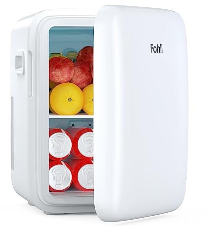 Mini Refrigerador, 10L Mini Nevera Pequeña Portatil para el Skincare Mini Frigorífico 220V/12V Nevera Vintage para Enfriar y Calentar para Habitación, Oficina, Coche, Cosméticos, Refresco, Bebidas