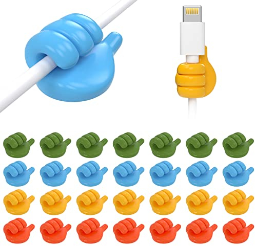 28 Stück Kabelclips Kabelhalter - Klebehaken Wandhaken, Daumen Haken Selbstklebend, Multifunktionaler Wandhaken, Handtuchhaken Vielzwecke Kabelführung für Netzkabel, Ladekabel, Ladekabeln