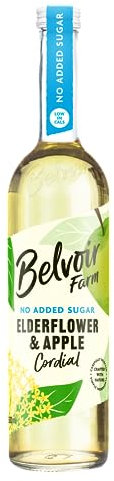 Belvoir Farm - Apple & Elderflower Cordial, Natural Hand-Picked Elderflowers, Simple Ingredients, Dilute to Taste, No Added Sugar, Gluten Free, Suitable for Vegetarians & Vegans 6x500ml