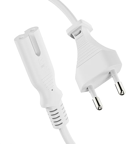 ETEC Euro Cable de alimentación, Enchufe Europeo Recto a IEC C7, de alimentación para electrodomésticos, 1,50 m, Negro