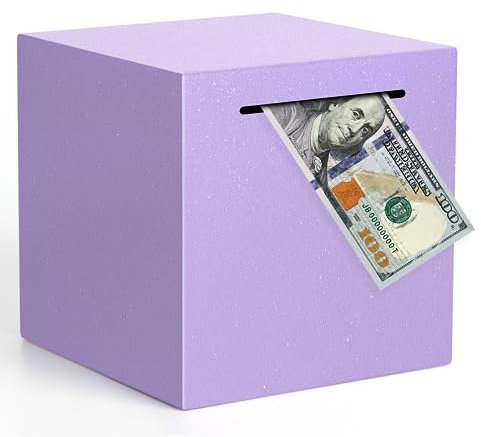 Sparschwein für Erwachsene, die zum Öffnen zerbrechen müssen, unzerbrechliches Edelstahl-Sparschwein für Erwachsene, Metall-Spardose zum Geldsparen (lila, 15 cm)