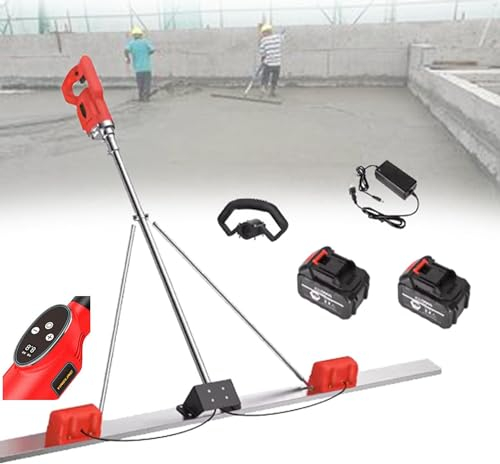 MOXAC Elektrischer Betonschaber mit 150 cm/180 cm Schaber, Betonestrich-Vibrationssatz, einstellbare Geschwindigkeit, Betonoberflächen-Estrich-Finishing-Werkzeug mit 2 x 25000 mA Akku,1.5m