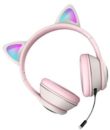OSALADI Rgb Cat Ear Headset Microphone Usb Gaming Headset for Boys and Girls Adults