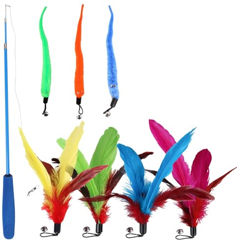 Poo4kark Katzenspielzeug-Set, einzelner Stick, Katzen-Teasing-Stick, interaktives Haustier-Katzenspielzeug, Zubehör Seil Für Katzenspielzeug (Camouflage, One Size)