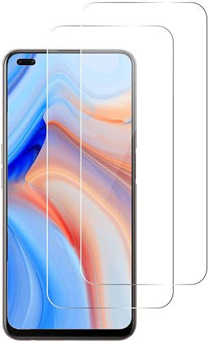 QUITECO Protector pantalla para OPPO Reno 4 4G / Reno 4 5G [2 Piezas] vidrio cristal templado