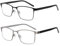 SKYWAY 2 Pack Lesebrillen Herren Metallrahmen Blaulichtblockierende Federscharnieren Computer Lesebrille für Herren Anti-Ermüdung/Blendung/UV (+2.5,Schwarz/Gunmetal)