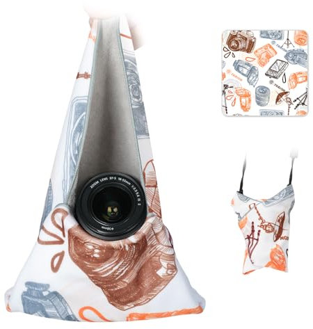 TARION Kamera Einschlagtuch Objektive Schutzhülle: Camera Protective Wrap Kamerahülle für DSLR Fotoausrüstung Kompaktkamera Objektiv Handy Laptop Tablet im Rucksack Tasche Beutel(47 * 47, Gekritzelt)