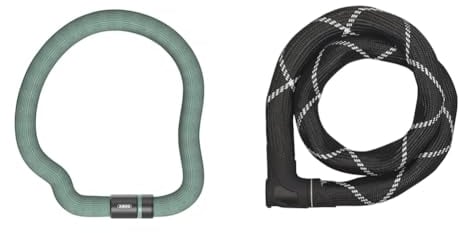 ABUS Kettenschloss Goose Lock & Kettenschloss Iven Chain 8210 – Fahrradschloss aus gehärtetem Stahl – mit Kunstfaserummantelung – ABUS-Sicherheitslevel 10 – 110 cm – Schwarz