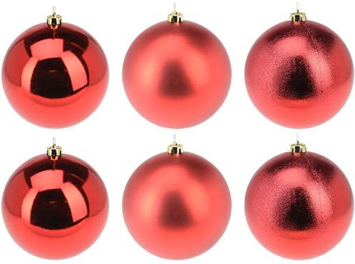 12 x Weihnachtskugeln aus Kunststoff Ø 8 cm wetterfest frostsicher - Christbaumkugeln für Innen und Außen - Weihnachtsbaumkugeln Kunststoff Größe 12 x (8 cm), Farbe Rot (matt + Glanz + Glitzer)