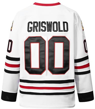 Clark Griswold #00 X-Mas Movie Hockey-Trikot, genähte Buchstaben, Zahlen für ihn, Ehemann, Vater, Größe S-XXXL, Weiss/opulenter Garten, Mittel