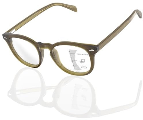 Epavouos Gleitsichtbrille Progressive Multifokale Lesebrille klare Sicht bei Nah- und Mittel- Komfortabel und langlebig (Olive, 1.5, x)