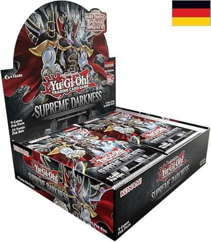 Yugioh - Supreme Darkness - SUDA - Display (24 Booster Packs je 9 Karten) - DEUTSCH - 1. Auflage - Originalverpackt - mit LMS Trading Fieldcenter-Karte