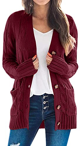 Lange Strickjacke Damen, Cardigan Damen, Grobmaschig Long Strickjacke Damen Einfarbig Strickjacke Damen Lang Mit Taschen Große Größen Stylisch Strickmantel Business-Strickjacken Für Den Pendelverkehr