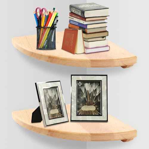 AKOLAFE 2er Set Eckregal Hängend 25 cm Breit Wandregal Holz Braun Schwerlast Schweberegale Dekoratives Wand Regal Wasserdicht Blumenregal für Küche Schlafzimmer Wohnzimmer Arbeitszimmer Aufbewahrung