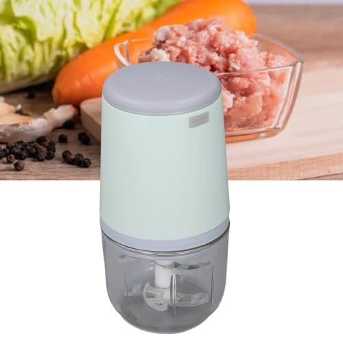 300ML Mini Procesador de Alimentos, Pica Alimentos Eléctrico sin Cable para Verduras Frutas Carne, Preparador de Comida para Bebé Incluye Cuchilla, Recipiente y Cable de Carga (Verde)
