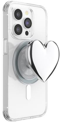 PopSockets Handy-Grip für MagSafe, Magnetischer Halter, Handyständer, Silver - Heart of Silver (Silver PopOut)