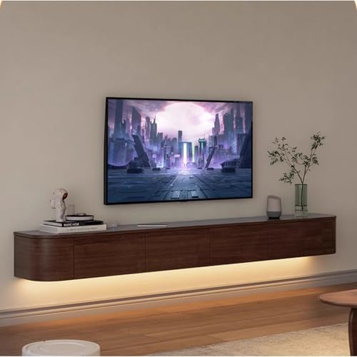 Aipunlus Floating TV Cabinet with LED Lights, TV Stand Unit, Modern TV Unit Wall Mounted for Living Room, TV Table Modern Style, Wall Mounted TV Cabinet, Media Console (With LED, 180cm)