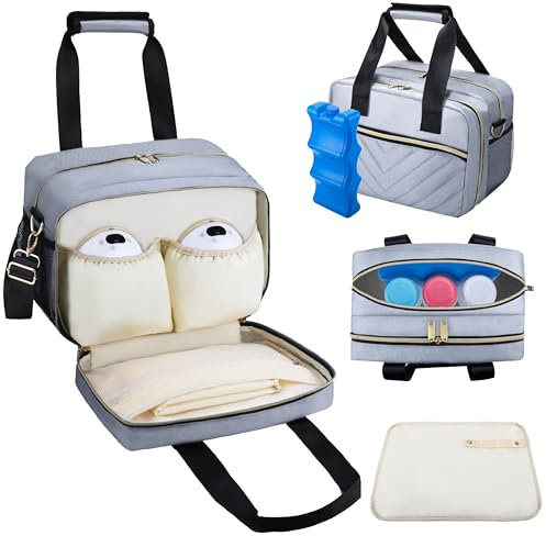 Breastmilk Cooler Bag with Ice Pack, Wearable Breast Pump Storage Bag, Insulated Bottle Travel Bags Compatible with Momcozy/Elvie/Willow, Fits Baby Bottles up to 9 Ounce with Shoulder Strap Mini