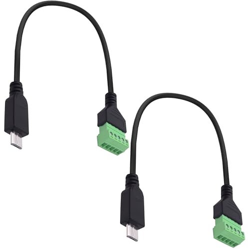 YARCHONN Mikro USB Schraube Klemmenstecker Kabel 5 Poiger Bolzen Schraube Shield Terminal Pluggable Typ Konverter Verlängerungskabel Adapter mit Mirco USB -30cm -2Pcs