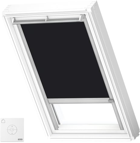 VELUX Store Occultant Solaire, Cadre Argenté, CK02, Noir | Fonctionnement solaire, télécommande, réglage progressif, électrique